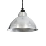 GloboStar® LOUVE 01178 Vintage Industrial Κρεμαστό Φωτιστικό Οροφής Μονόφωτο 1 x E27 AC220-240V IP20 - Φ40 x Y30cm - Ασημί Μεταλλικό Καμπάνα  - 5 Χρόνια Εγγύηση
