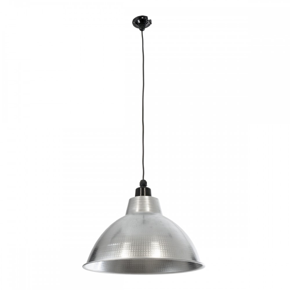 GloboStar® LOUVE 01178 Vintage Industrial Κρεμαστό Φωτιστικό Οροφής Μονόφωτο 1 x E27 AC220-240V IP20 - Φ40 x Y30cm - Ασημί Μεταλλικό Καμπάνα  - 5 Χρόνια Εγγύηση