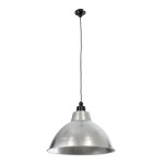 GloboStar® LOUVE 01178 Vintage Industrial Κρεμαστό Φωτιστικό Οροφής Μονόφωτο 1 x E27 AC220-240V IP20 - Φ40 x Y30cm - Ασημί Μεταλλικό Καμπάνα  - 5 Χρόνια Εγγύηση