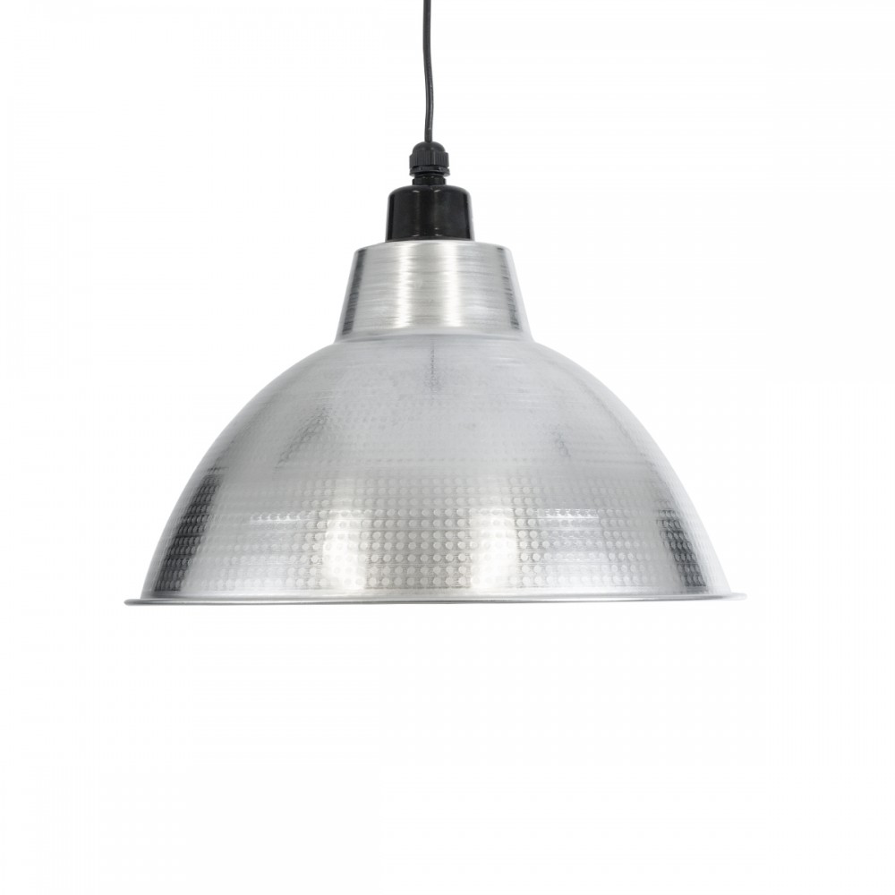 GloboStar® LOUVE 01178 Vintage Industrial Κρεμαστό Φωτιστικό Οροφής Μονόφωτο 1 x E27 AC220-240V IP20 - Φ40 x Y30cm - Ασημί Μεταλλικό Καμπάνα  - 5 Χρόνια Εγγύηση