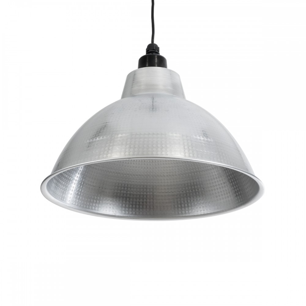 GloboStar® LOUVE 01178 Vintage Industrial Κρεμαστό Φωτιστικό Οροφής Μονόφωτο 1 x E27 AC220-240V IP20 - Φ40 x Y30cm - Ασημί Μεταλλικό Καμπάνα  - 5 Χρόνια Εγγύηση