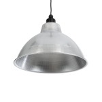 GloboStar® LOUVE 01178 Vintage Industrial Κρεμαστό Φωτιστικό Οροφής Μονόφωτο 1 x E27 AC220-240V IP20 - Φ40 x Y30cm - Ασημί Μεταλλικό Καμπάνα  - 5 Χρόνια Εγγύηση