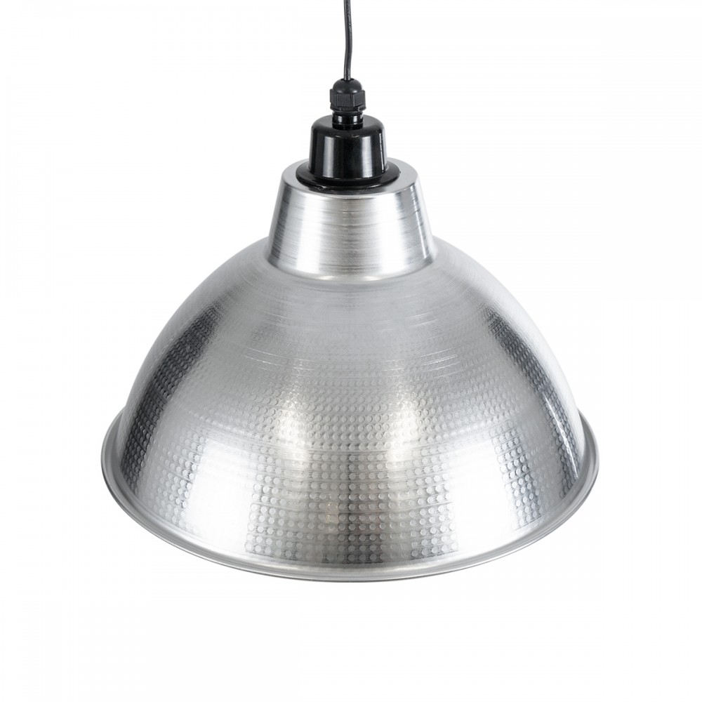 GloboStar® LOUVE 01178 Vintage Industrial Κρεμαστό Φωτιστικό Οροφής Μονόφωτο 1 x E27 AC220-240V IP20 - Φ40 x Y30cm - Ασημί Μεταλλικό Καμπάνα  - 5 Χρόνια Εγγύηση