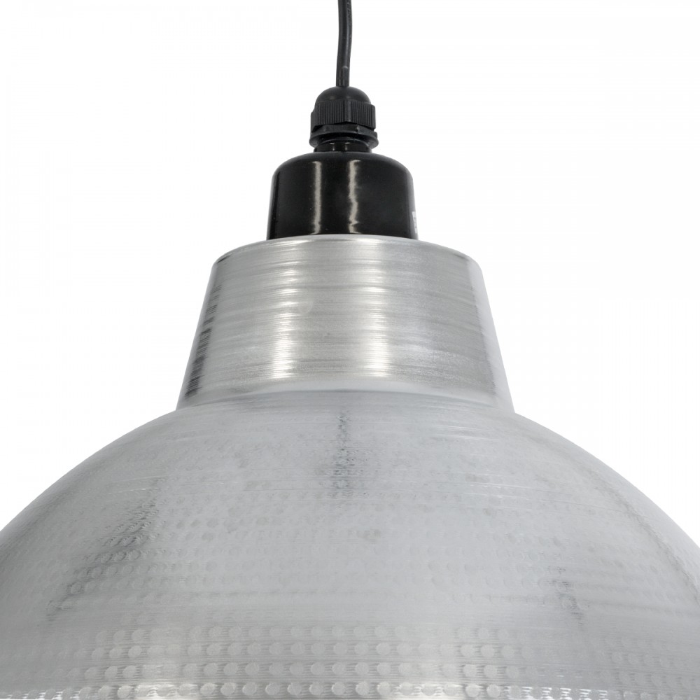 GloboStar® LOUVE 01178 Vintage Industrial Κρεμαστό Φωτιστικό Οροφής Μονόφωτο 1 x E27 AC220-240V IP20 - Φ40 x Y30cm - Ασημί Μεταλλικό Καμπάνα  - 5 Χρόνια Εγγύηση