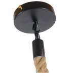 GloboStar® HELLET 01182 Vintage Industrial Κρεμαστό Φωτιστικό Οροφής Μονόφωτο 1 x E27 Μαύρο Μεταλλικό Πλέγμα με Μπεζ Σχοινί Φ16 x Y25cm