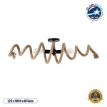 GloboStar® SPIRAL 01188 Vintage Industrial Φωτιστικό Οροφής Δίφωτο 2 x E27 Μαύρο Μεταλλικό με Μπεζ Σχοινί Μ75 x Π20 x Υ24cm