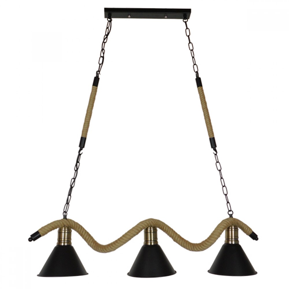 GLOBOSTAR® TYMEN 01189 Vintage Κρεμαστό Φωτιστικό Οροφής με Ντουί 3 x E27 AC 220-240V IP20 - Μαύρο & Μπεζ - Μ85 x Π18.5 x Υ20cm