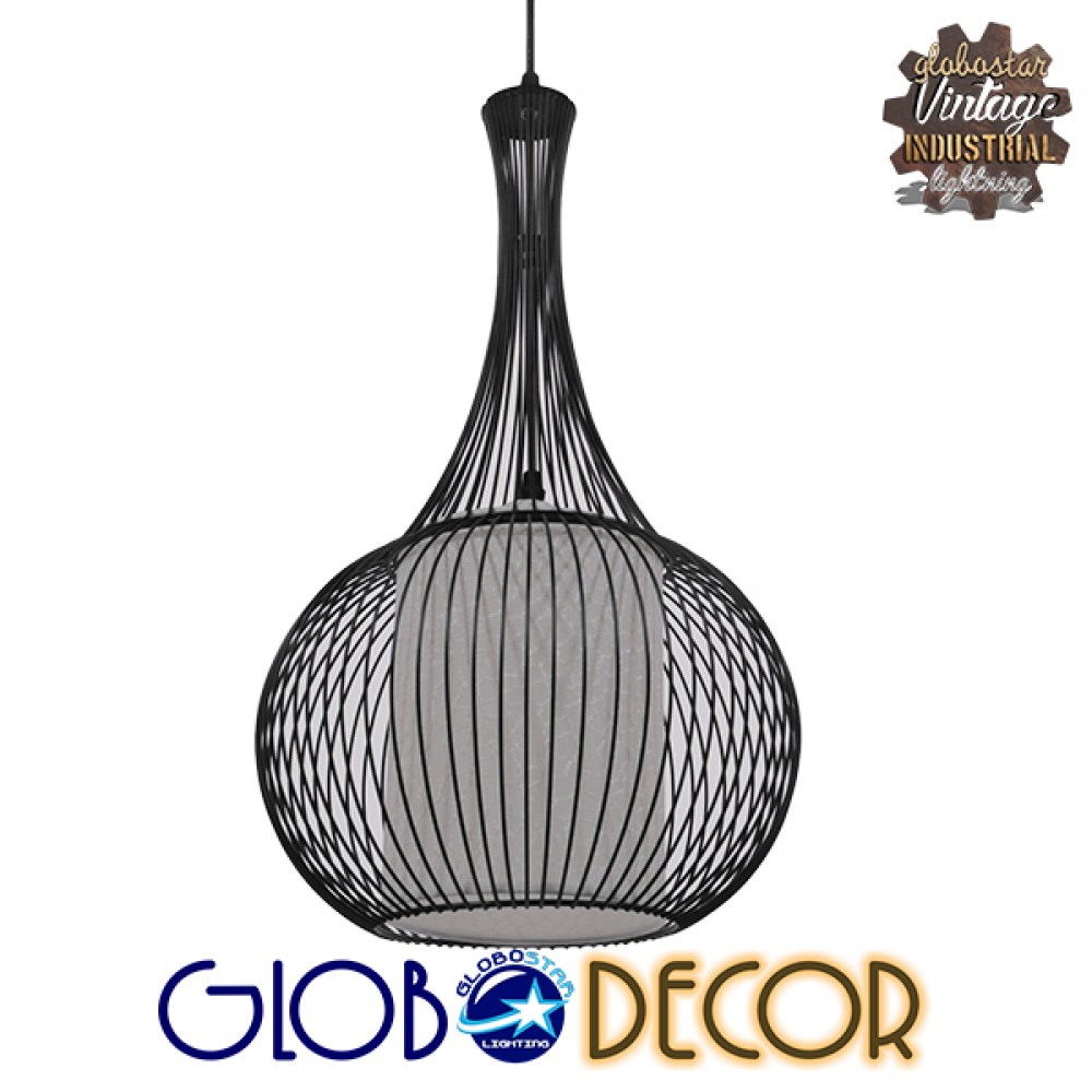 GLOBOSTAR® LILY 01198 Μοντέρνο Κρεμαστό Φωτιστικό Οροφής με Ντουί 1 x E27 AC 220-240V IP20 - Μαύρο & Λευκό - Μ30 x Π30 x Υ50cm