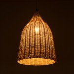 GloboStar® BAHAMAS 01202 Vintage Κρεμαστό Φωτιστικό Οροφής Μονόφωτο 1 x E27 AC220-240V - Φ30 x Υ40cm - Μπεζ Μπαμπού Καμπάνα - 5 Χρόνια Εγγύηση