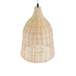 GloboStar® BAHAMAS 01202 Vintage Κρεμαστό Φωτιστικό Οροφής Μονόφωτο 1 x E27 AC220-240V - Φ30 x Υ40cm - Μπεζ Μπαμπού Καμπάνα - 5 Χρόνια Εγγύηση