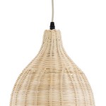 GloboStar® BAHAMAS 01202 Vintage Κρεμαστό Φωτιστικό Οροφής Μονόφωτο 1 x E27 AC220-240V - Φ30 x Υ40cm - Μπεζ Μπαμπού Καμπάνα - 5 Χρόνια Εγγύηση