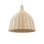 GloboStar® BAHAMAS 01203 Vintage Κρεμαστό Φωτιστικό Οροφής Μονόφωτο 1 x E27 AC220-240V - Φ45 x Υ47cm - Μπεζ Ξύλινο Ψάθινο Μπαμπού Καμπάνα - 5 Χρόνια Εγγύηση