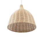 GloboStar® BAHAMAS 01203 Vintage Κρεμαστό Φωτιστικό Οροφής Μονόφωτο 1 x E27 AC220-240V - Φ45 x Υ47cm - Μπεζ Ξύλινο Ψάθινο Μπαμπού Καμπάνα - 5 Χρόνια Εγγύηση
