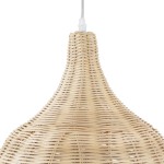 GloboStar® BAHAMAS 01203 Vintage Κρεμαστό Φωτιστικό Οροφής Μονόφωτο 1 x E27 AC220-240V - Φ45 x Υ47cm - Μπεζ Ξύλινο Ψάθινο Μπαμπού Καμπάνα - 5 Χρόνια Εγγύηση