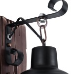 GloboStar® BRASRA 01204 Vintage Φωτιστικό Τοίχου Απλίκα Μονόφωτο 1 x E27 AC220-240V - Μ15 x Π20 x Υ30cm - Ξύλινο με Μαύρο Μεταλλικό Φανάρι και Διάφανο Γυαλί Πλέγμα - 5 Χρόνια Εγγύηση