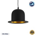 GloboStar® CHARLO 01214 Vintage Κρεμαστό Φωτιστικό Οροφής Μονόφωτο 1 x E27 AC220-240V - Φ26 x Υ16cm - Μαύρο Μεταλλικό Καμπάνα - 5 Χρόνια Εγγύηση