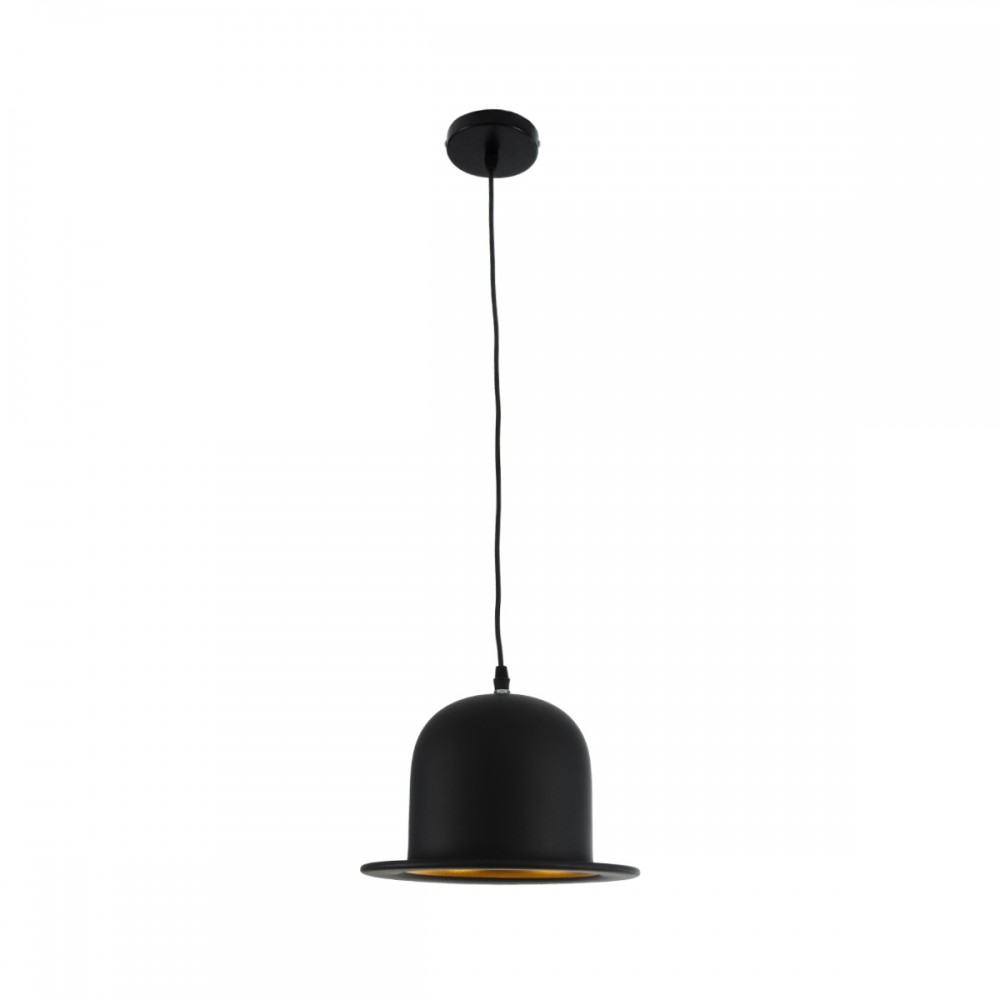 GloboStar® CHARLO 01214 Vintage Κρεμαστό Φωτιστικό Οροφής Μονόφωτο 1 x E27 AC220-240V - Φ26 x Υ16cm - Μαύρο Μεταλλικό Καμπάνα - 5 Χρόνια Εγγύηση