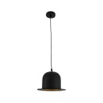 GloboStar® CHARLO 01214 Vintage Κρεμαστό Φωτιστικό Οροφής Μονόφωτο 1 x E27 AC220-240V - Φ26 x Υ16cm - Μαύρο Μεταλλικό Καμπάνα - 5 Χρόνια Εγγύηση