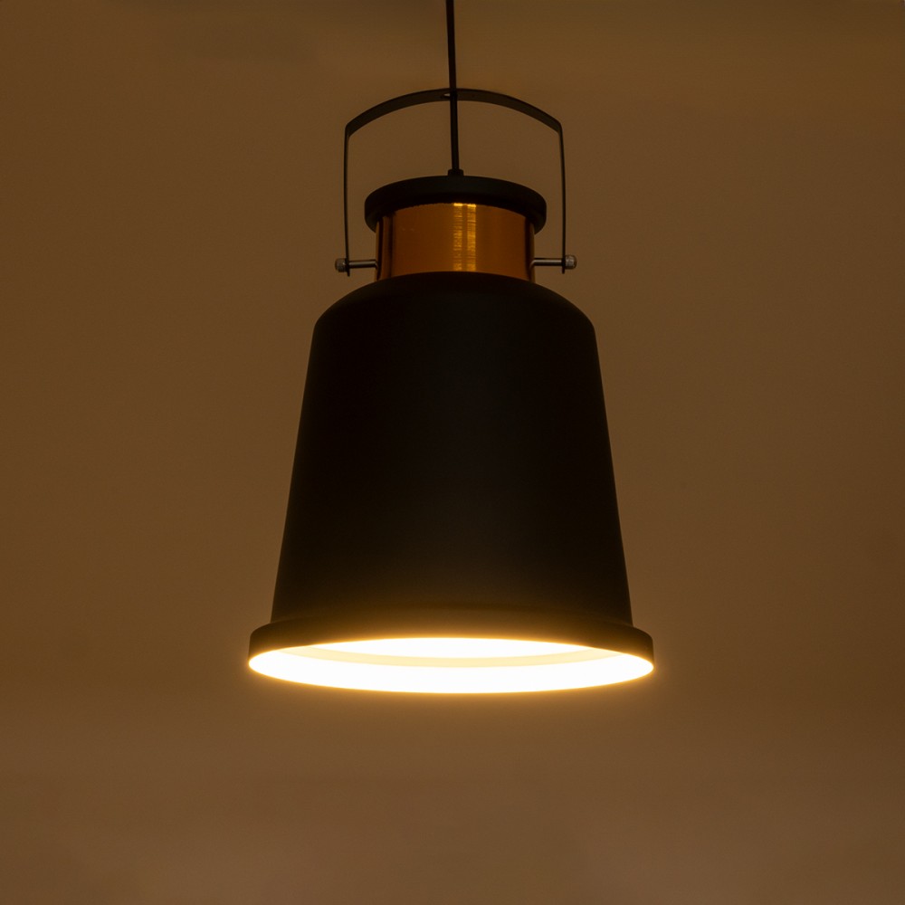 GloboStar® NUNZIATA 01236 Vintage Industrial Κρεμαστό Φωτιστικό Οροφής Μονόφωτο 1 x E27 AC220-240V IP20 - Φ26 x Υ40cm - Μαύρο Μεταλλικό Καμπάνα - 5 Χρόνια Εγγύηση