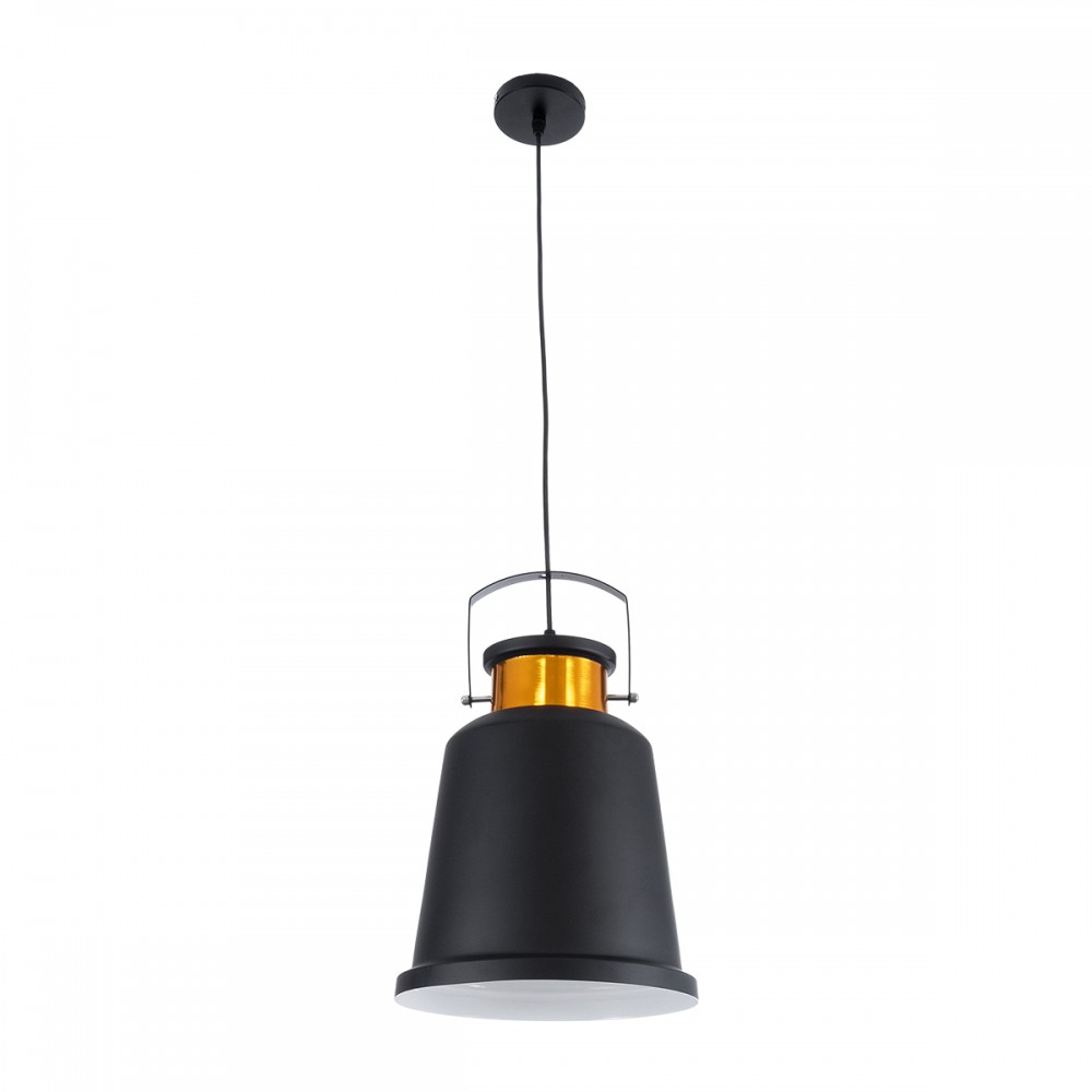GloboStar® NUNZIATA 01236 Vintage Industrial Κρεμαστό Φωτιστικό Οροφής Μονόφωτο 1 x E27 AC220-240V IP20 - Φ26 x Υ40cm - Μαύρο Μεταλλικό Καμπάνα - 5 Χρόνια Εγγύηση