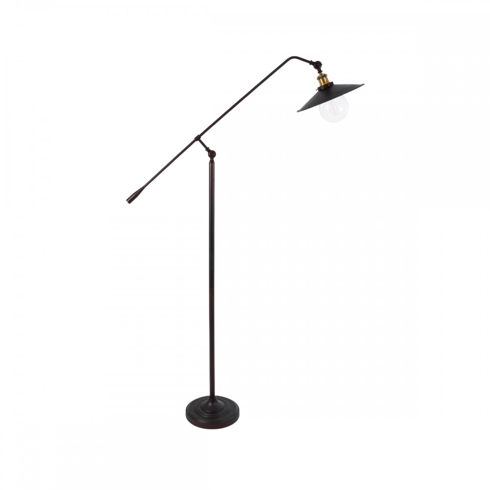 GloboStar® SILENE 01243 Vintage Φωτιστικό Δαπέδου Μονόφωτο 1 x E27 Χάλκινο Μεταλλικό Καμπάνα D30 x H194cm