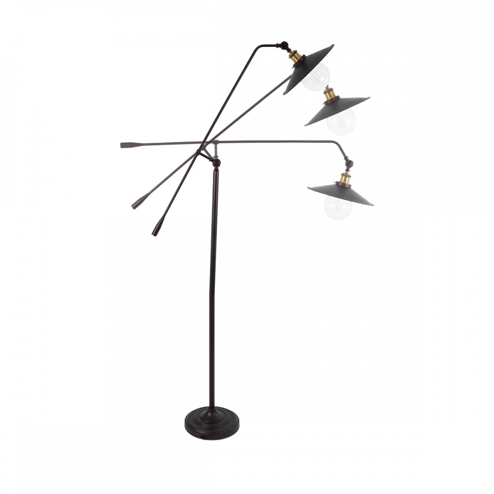 GloboStar® SILENE 01243 Vintage Φωτιστικό Δαπέδου Μονόφωτο 1 x E27 Χάλκινο Μεταλλικό Καμπάνα D30 x H194cm