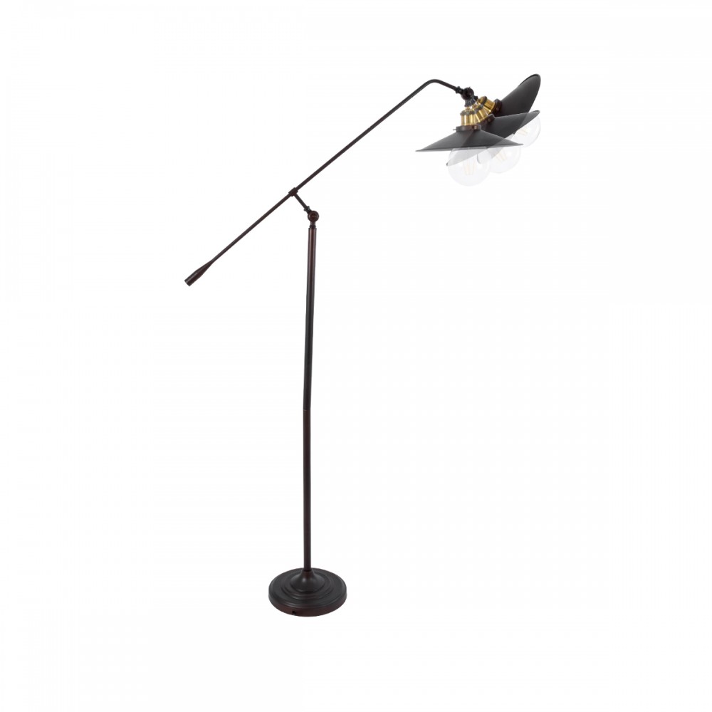 GloboStar® SILENE 01243 Vintage Φωτιστικό Δαπέδου Μονόφωτο 1 x E27 Χάλκινο Μεταλλικό Καμπάνα D30 x H194cm