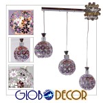 GloboStar® BOUQUET 01249 Μοντέρνο Κρεμαστό Φωτιστικό Οροφής Τρίφωτο 3 x E27 Ασημί Μεταλλικό με Κρύσταλλα Μ64 x Π18 x Υ24cm