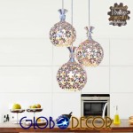 GloboStar® BOUQUET 01249 Μοντέρνο Κρεμαστό Φωτιστικό Οροφής Τρίφωτο 3 x E27 Ασημί Μεταλλικό με Κρύσταλλα Μ64 x Π18 x Υ24cm