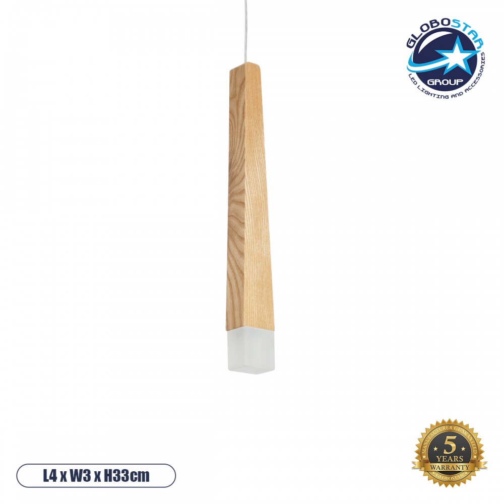 GloboStar® CALISTA 01252 Μοντέρνο Κρεμαστό Φωτιστικό Ανάρτηση Μονόφωτο 1 x G4 IP20 Μπεζ Ξύλο - Μ4 x Π3 x Υ33cm