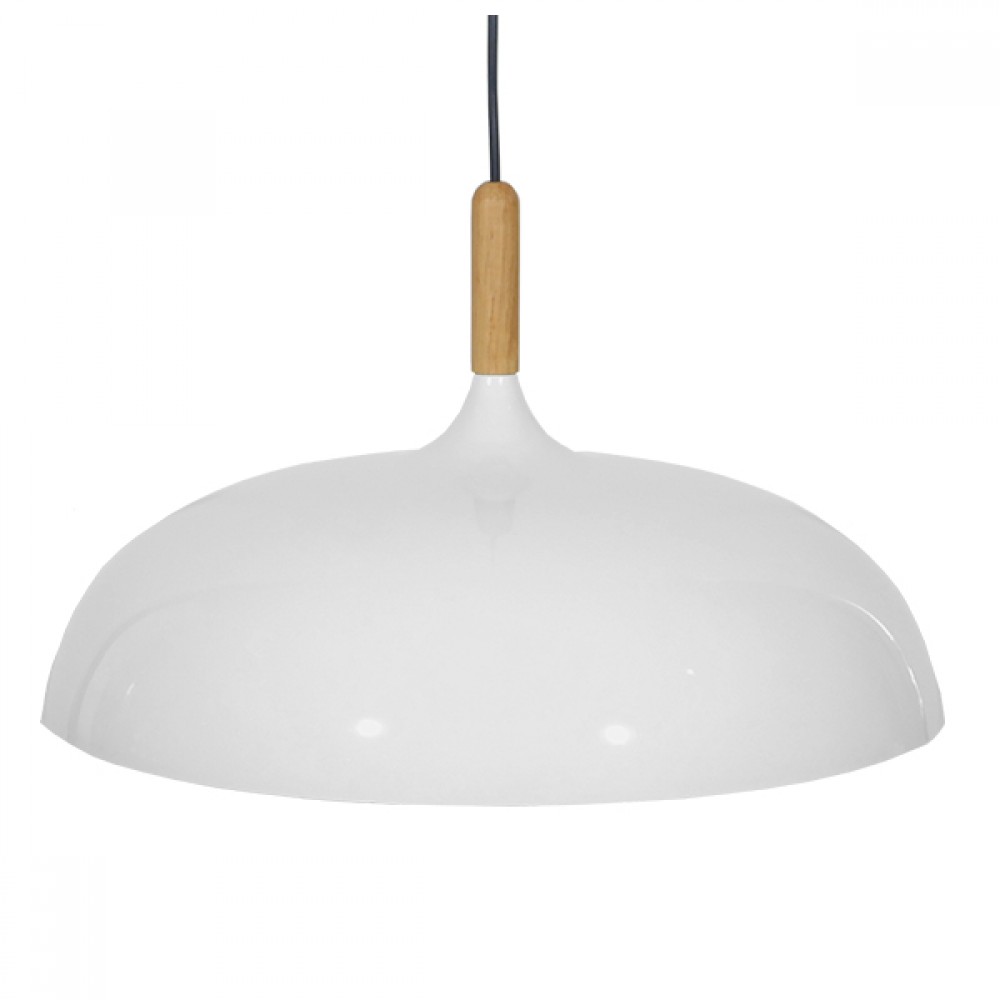 GloboStar® VALLETE WHITE 01256 Μοντέρνο Κρεμαστό Φωτιστικό Οροφής Μονόφωτο 1 x E27 Λευκό Μεταλλικό Καμπάνα Φ45 x Y27cm