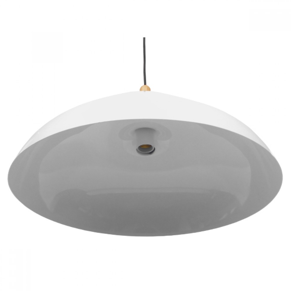 GloboStar® VALLETE WHITE 01256 Μοντέρνο Κρεμαστό Φωτιστικό Οροφής Μονόφωτο 1 x E27 Λευκό Μεταλλικό Καμπάνα Φ45 x Y27cm