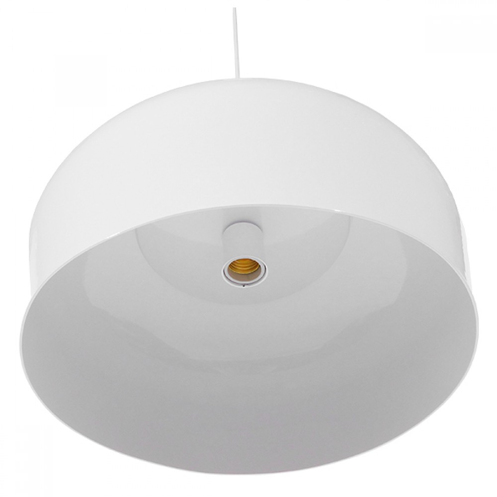 GloboStar® VILI WHITE 01260 Μοντέρνο Κρεμαστό Φωτιστικό Οροφής Μονόφωτο 1 x E27 Λευκό Μεταλλικό Καμπάνα Φ40 x Y27cm