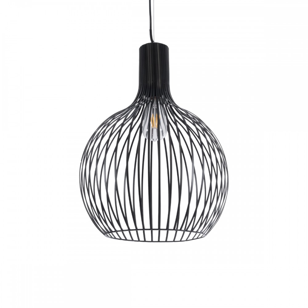 GLOBOSTAR® SCANDI 01266 Μοντέρνο Κρεμαστό Φωτιστικό Οροφής με Ντουί 1 x E27 AC 220-240V IP20 - Μαύρο - Μ38 x Π38 x Υ50cm