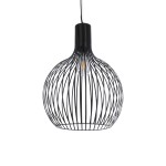 GloboStar® SCANDI 01266 Μοντέρνο Κρεμαστό Φωτιστικό Οροφής Μονόφωτο 1 x E27 AC220-240V IP20 - Φ38 x Υ50cm - Μαύρο Μεταλλικό Καμπάνα - 5 Χρόνια Εγγύηση