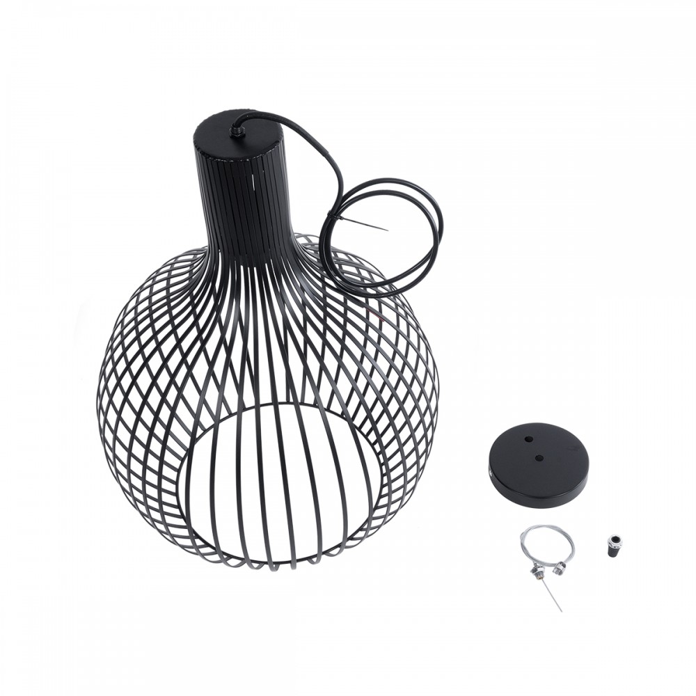 GloboStar® SCANDI 01266 Μοντέρνο Κρεμαστό Φωτιστικό Οροφής Μονόφωτο 1 x E27 AC220-240V IP20 - Φ38 x Υ50cm - Μαύρο Μεταλλικό Καμπάνα - 5 Χρόνια Εγγύηση