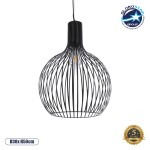GloboStar® SCANDI 01266 Μοντέρνο Κρεμαστό Φωτιστικό Οροφής Μονόφωτο 1 x E27 AC220-240V IP20 - Φ38 x Υ50cm - Μαύρο Μεταλλικό Καμπάνα - 5 Χρόνια Εγγύηση