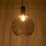 GloboStar® SCANDI 01266 Μοντέρνο Κρεμαστό Φωτιστικό Οροφής Μονόφωτο 1 x E27 AC220-240V IP20 - Φ38 x Υ50cm - Μαύρο Μεταλλικό Καμπάνα - 5 Χρόνια Εγγύηση