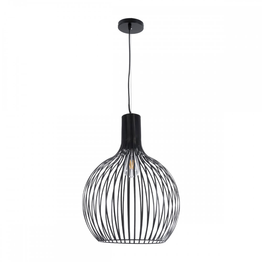 GloboStar® SCANDI 01266 Μοντέρνο Κρεμαστό Φωτιστικό Οροφής Μονόφωτο 1 x E27 AC220-240V IP20 - Φ38 x Υ50cm - Μαύρο Μεταλλικό Καμπάνα - 5 Χρόνια Εγγύηση