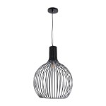 GloboStar® SCANDI 01266 Μοντέρνο Κρεμαστό Φωτιστικό Οροφής Μονόφωτο 1 x E27 AC220-240V IP20 - Φ38 x Υ50cm - Μαύρο Μεταλλικό Καμπάνα - 5 Χρόνια Εγγύηση