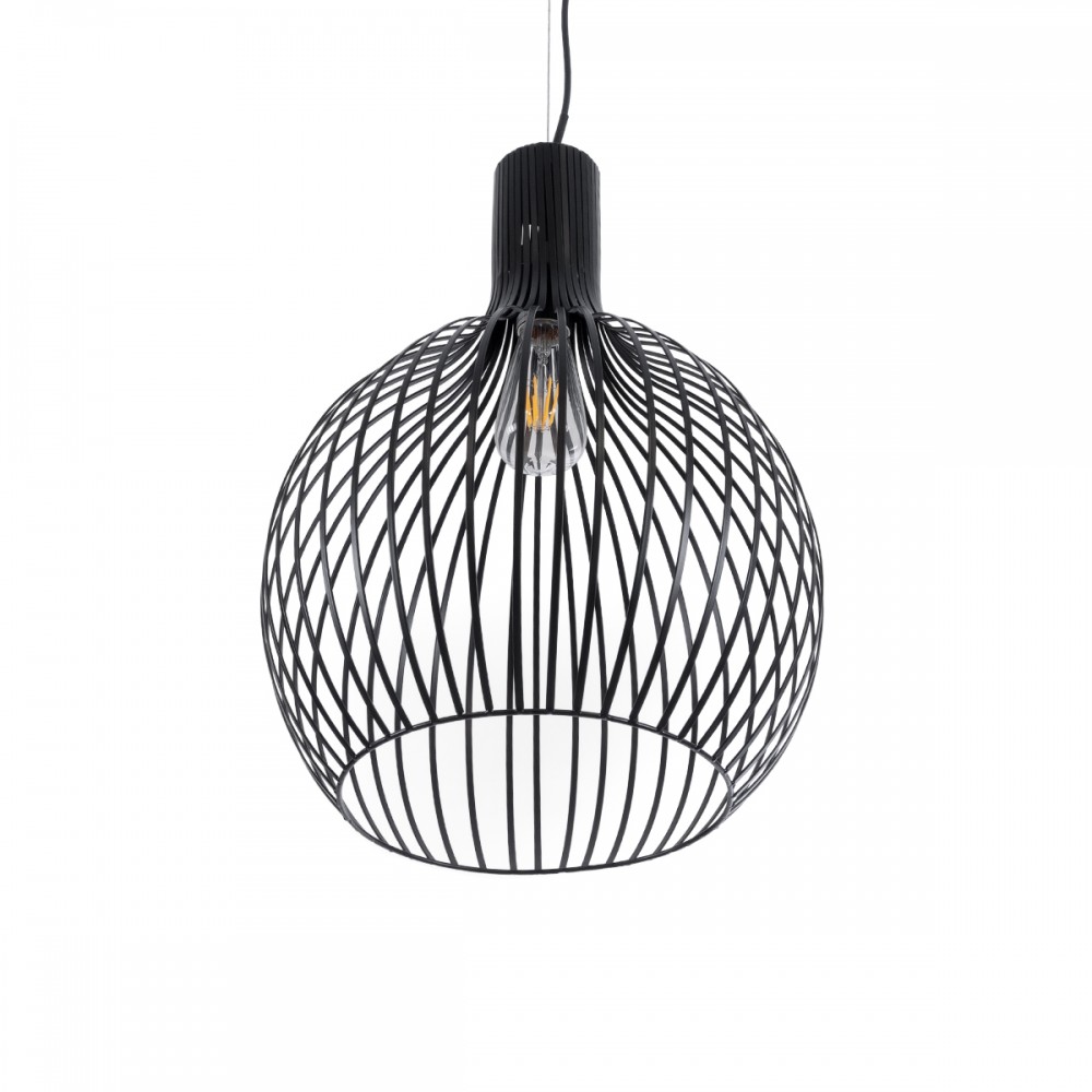 GloboStar® SCANDI 01266 Μοντέρνο Κρεμαστό Φωτιστικό Οροφής Μονόφωτο 1 x E27 AC220-240V IP20 - Φ38 x Υ50cm - Μαύρο Μεταλλικό Καμπάνα - 5 Χρόνια Εγγύηση