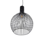 GloboStar® SCANDI 01266 Μοντέρνο Κρεμαστό Φωτιστικό Οροφής Μονόφωτο 1 x E27 AC220-240V IP20 - Φ38 x Υ50cm - Μαύρο Μεταλλικό Καμπάνα - 5 Χρόνια Εγγύηση