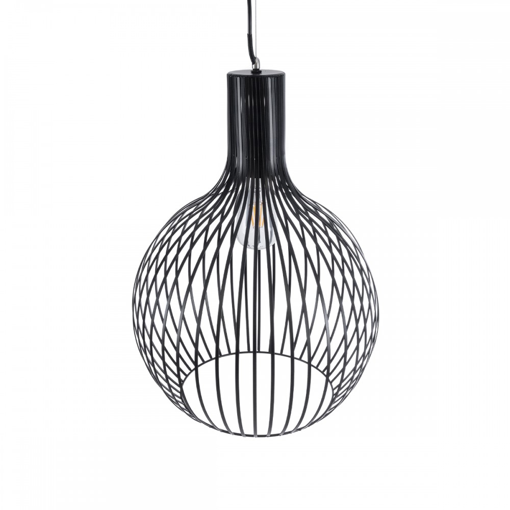 GloboStar® SCANDI 01266 Μοντέρνο Κρεμαστό Φωτιστικό Οροφής Μονόφωτο 1 x E27 AC220-240V IP20 - Φ38 x Υ50cm - Μαύρο Μεταλλικό Καμπάνα - 5 Χρόνια Εγγύηση