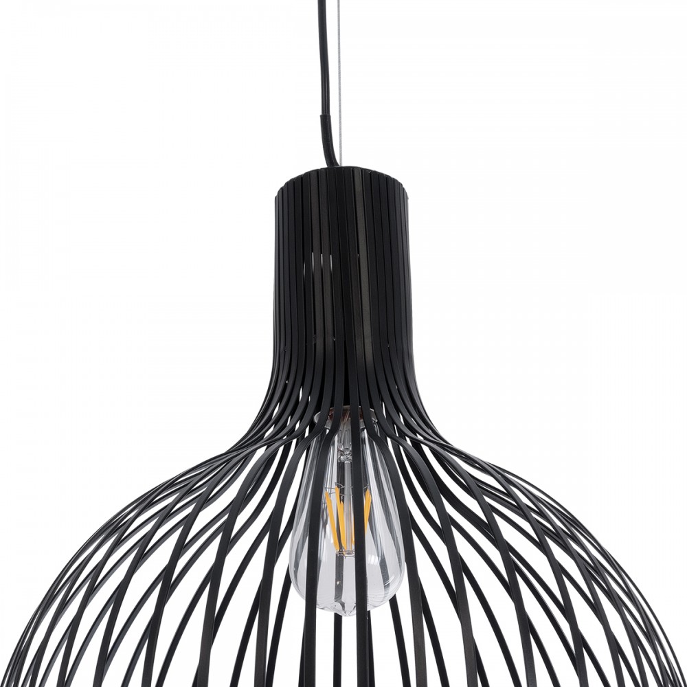 GloboStar® SCANDI 01266 Μοντέρνο Κρεμαστό Φωτιστικό Οροφής Μονόφωτο 1 x E27 AC220-240V IP20 - Φ38 x Υ50cm - Μαύρο Μεταλλικό Καμπάνα - 5 Χρόνια Εγγύηση