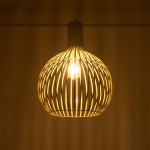 GloboStar® SCANDI 01267 Vintage Industrial Κρεμαστό Φωτιστικό Οροφής Μονόφωτο 1 x E27 AC220-240V IP20 - Φ38 x Υ50cm - Μπεζ Μεταλλικό Πλέγμα - 5 Χρόνια Εγγύηση