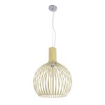 GloboStar® SCANDI 01267 Vintage Industrial Κρεμαστό Φωτιστικό Οροφής Μονόφωτο 1 x E27 AC220-240V IP20 - Φ38 x Υ50cm - Μπεζ Μεταλλικό Πλέγμα - 5 Χρόνια Εγγύηση