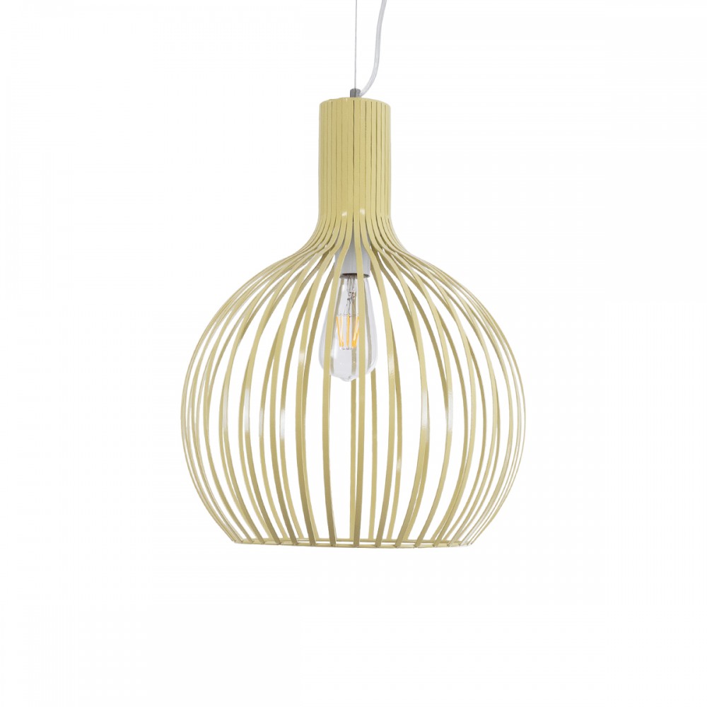 GloboStar® SCANDI 01267 Vintage Industrial Κρεμαστό Φωτιστικό Οροφής Μονόφωτο 1 x E27 AC220-240V IP20 - Φ38 x Υ50cm - Μπεζ Μεταλλικό Πλέγμα - 5 Χρόνια Εγγύηση