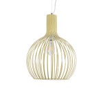 GloboStar® SCANDI 01267 Vintage Industrial Κρεμαστό Φωτιστικό Οροφής Μονόφωτο 1 x E27 AC220-240V IP20 - Φ38 x Υ50cm - Μπεζ Μεταλλικό Πλέγμα - 5 Χρόνια Εγγύηση