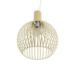 GloboStar® SCANDI 01267 Vintage Industrial Κρεμαστό Φωτιστικό Οροφής Μονόφωτο 1 x E27 AC220-240V IP20 - Φ38 x Υ50cm - Μπεζ Μεταλλικό Πλέγμα - 5 Χρόνια Εγγύηση