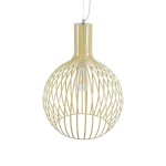 GloboStar® SCANDI 01267 Vintage Industrial Κρεμαστό Φωτιστικό Οροφής Μονόφωτο 1 x E27 AC220-240V IP20 - Φ38 x Υ50cm - Μπεζ Μεταλλικό Πλέγμα - 5 Χρόνια Εγγύηση